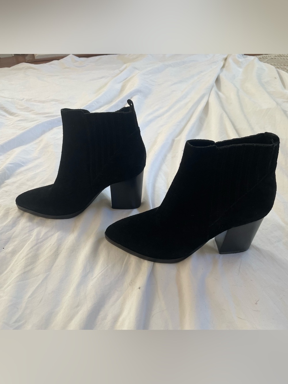 Marc Fisher Black Suede Block Heel Ankle Boots